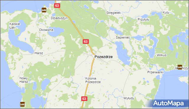 mapa Pozezdrze, Pozezdrze na mapie Targeo