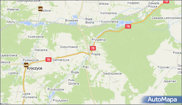 mapa Pradła, Pradła na mapie Targeo