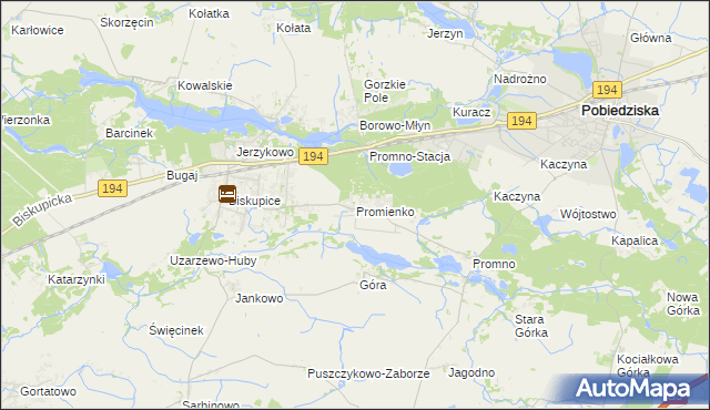 mapa Promienko, Promienko na mapie Targeo