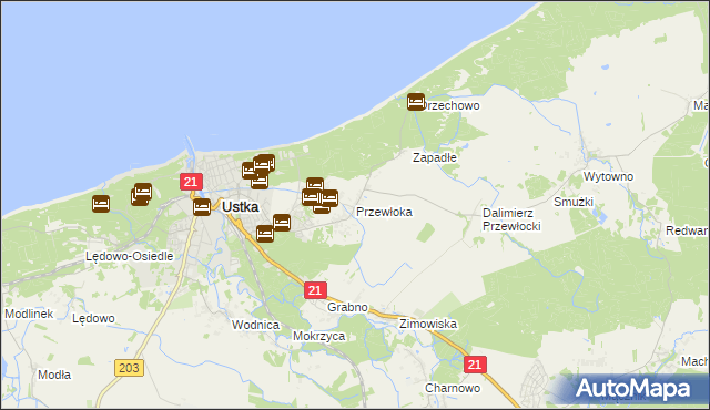 mapa Przewłoka gmina Ustka, Przewłoka gmina Ustka na mapie Targeo