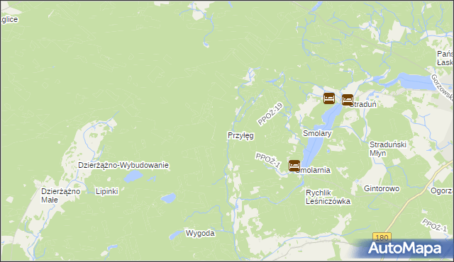 mapa Przyłęg gmina Trzcianka, Przyłęg gmina Trzcianka na mapie Targeo