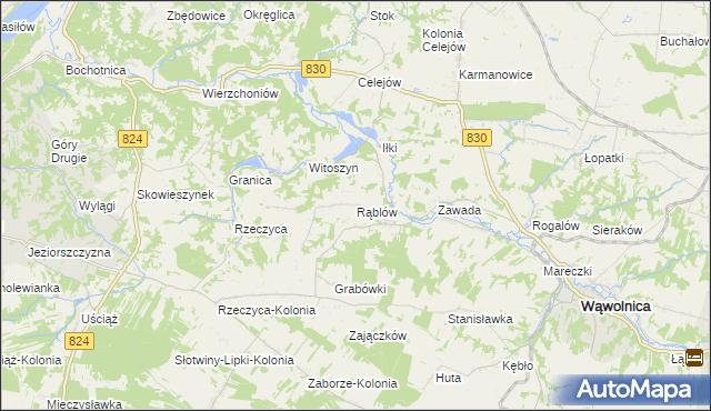 mapa Rąblów, Rąblów na mapie Targeo