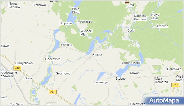 mapa Raciąż gmina Tuchola, Raciąż gmina Tuchola na mapie Targeo