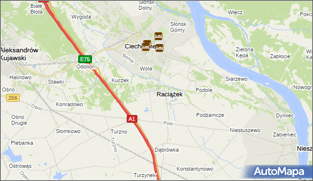 mapa Raciążek, Raciążek na mapie Targeo