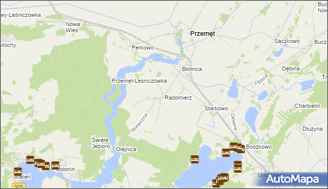 mapa Radomierz gmina Przemęt, Radomierz gmina Przemęt na mapie Targeo