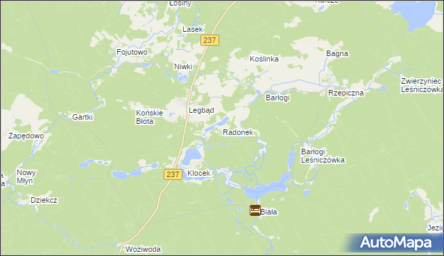 mapa Radonek, Radonek na mapie Targeo