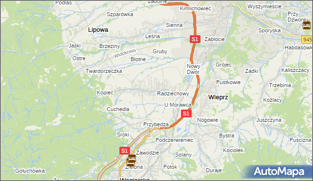 mapa Radziechowy, Radziechowy na mapie Targeo