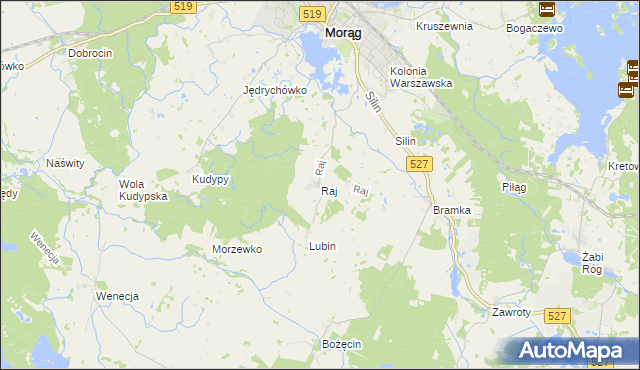 mapa Raj gmina Morąg, Raj gmina Morąg na mapie Targeo