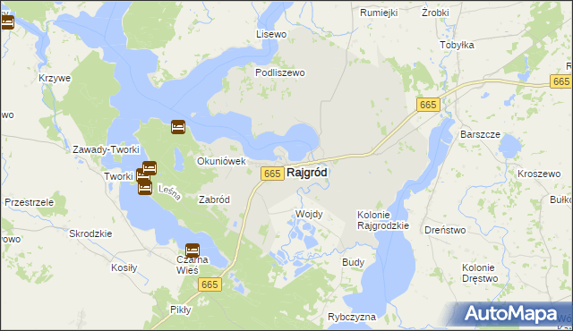 mapa Rajgród powiat grajewski, Rajgród powiat grajewski na mapie Targeo