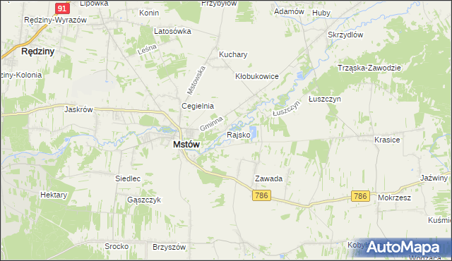 mapa Rajsko gmina Mstów, Rajsko gmina Mstów na mapie Targeo