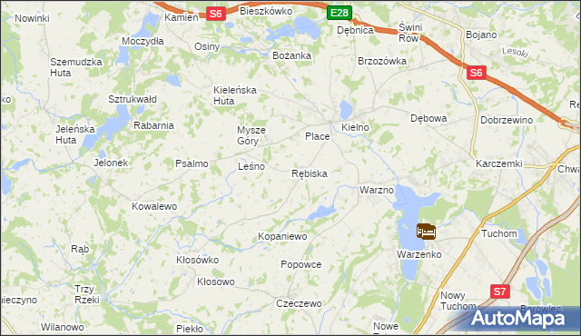 mapa Rębiska gmina Szemud, Rębiska gmina Szemud na mapie Targeo