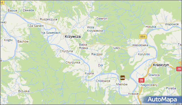 mapa Reczpol, Reczpol na mapie Targeo