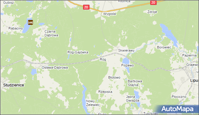 mapa Róg gmina Studzienice, Róg gmina Studzienice na mapie Targeo