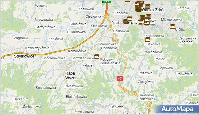 mapa Rokiciny Podhalańskie, Rokiciny Podhalańskie na mapie Targeo