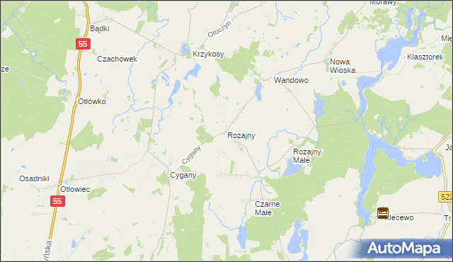 mapa Rozajny, Rozajny na mapie Targeo
