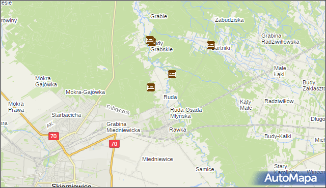 mapa Ruda gmina Skierniewice, Ruda gmina Skierniewice na mapie Targeo