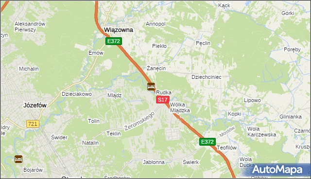 mapa Rudka gmina Wiązowna, Rudka gmina Wiązowna na mapie Targeo