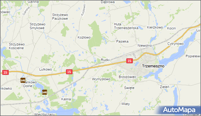 mapa Rudki gmina Trzemeszno, Rudki gmina Trzemeszno na mapie Targeo