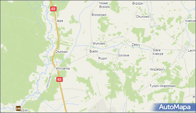 mapa Rupin gmina Kolno, Rupin gmina Kolno na mapie Targeo