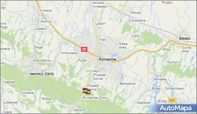 mapa Rymanów, Rymanów na mapie Targeo