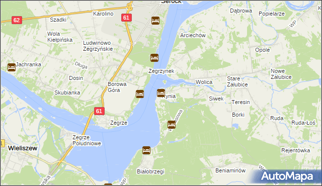 mapa Rynia gmina Nieporęt, Rynia gmina Nieporęt na mapie Targeo