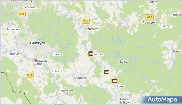 mapa Rzeczka gmina Walim, Rzeczka gmina Walim na mapie Targeo