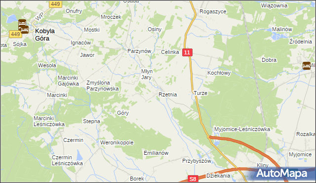 mapa Rzetnia, Rzetnia na mapie Targeo