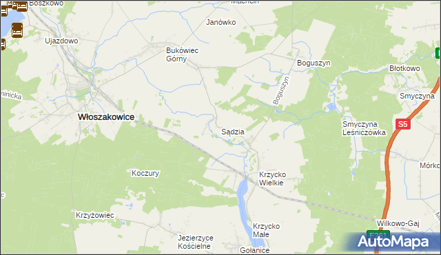 mapa Sądzia, Sądzia na mapie Targeo