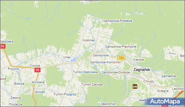 mapa Samsonów, Samsonów na mapie Targeo