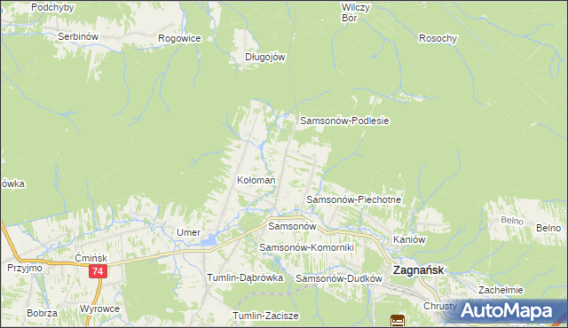 mapa Samsonów-Ciągłe, Samsonów-Ciągłe na mapie Targeo