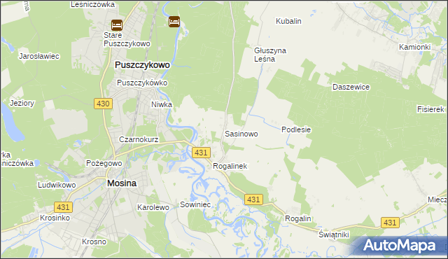 mapa Sasinowo, Sasinowo na mapie Targeo