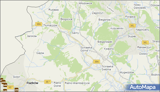 mapa Ścinawka Górna, Ścinawka Górna na mapie Targeo