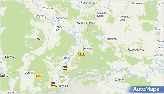 mapa Serwatki, Serwatki na mapie Targeo