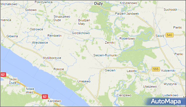 mapa Siecień-Rumunki, Siecień-Rumunki na mapie Targeo