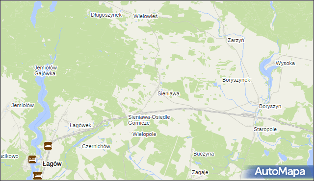 mapa Sieniawa gmina Łagów, Sieniawa gmina Łagów na mapie Targeo