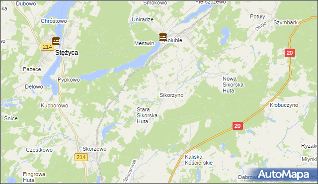 mapa Sikorzyno, Sikorzyno na mapie Targeo