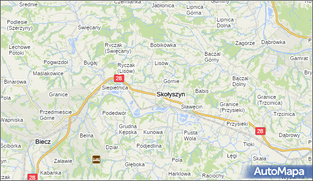 mapa Skołyszyn, Skołyszyn na mapie Targeo
