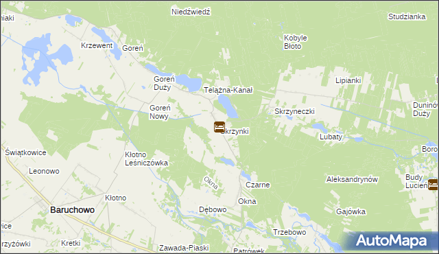 mapa Skrzynki gmina Baruchowo, Skrzynki gmina Baruchowo na mapie Targeo