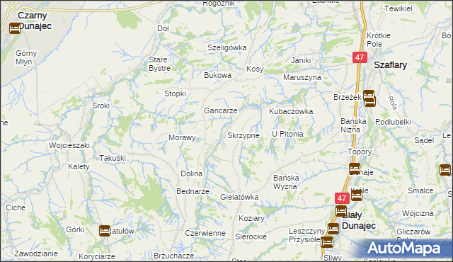 mapa Skrzypne, Skrzypne na mapie Targeo