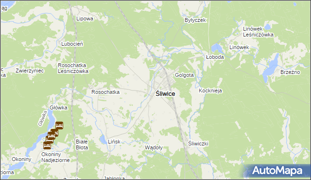 mapa Śliwice powiat tucholski, Śliwice powiat tucholski na mapie Targeo