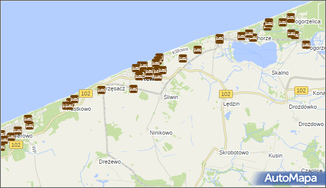 mapa Śliwin, Śliwin na mapie Targeo