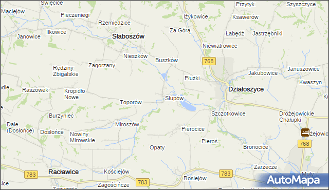 mapa Słupów, Słupów na mapie Targeo