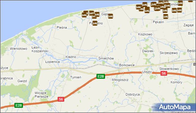 mapa Śmiechów, Śmiechów na mapie Targeo