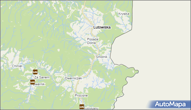 mapa Smolnik gmina Lutowiska, Smolnik gmina Lutowiska na mapie Targeo