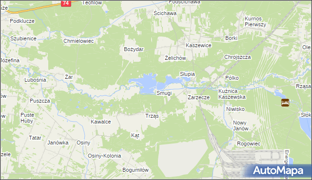 mapa Smugi gmina Kluki, Smugi gmina Kluki na mapie Targeo