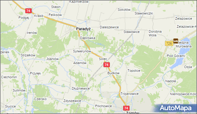 mapa Solec gmina Paradyż, Solec gmina Paradyż na mapie Targeo
