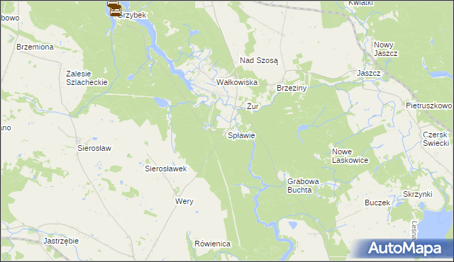 mapa Spławie gmina Drzycim, Spławie gmina Drzycim na mapie Targeo