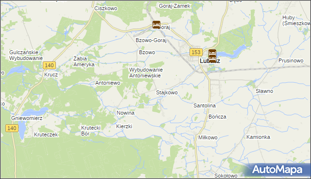 mapa Stajkowo gmina Lubasz, Stajkowo gmina Lubasz na mapie Targeo