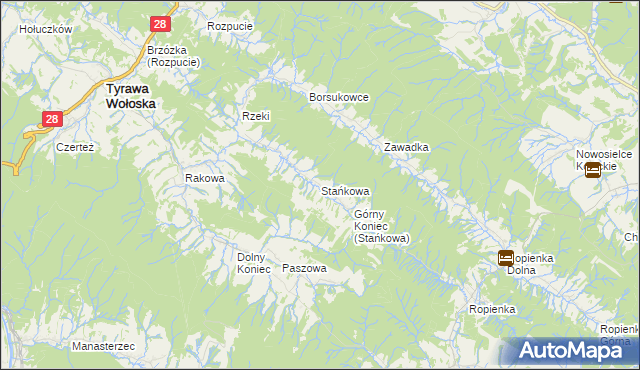 mapa Stańkowa gmina Ustrzyki Dolne, Stańkowa gmina Ustrzyki Dolne na mapie Targeo