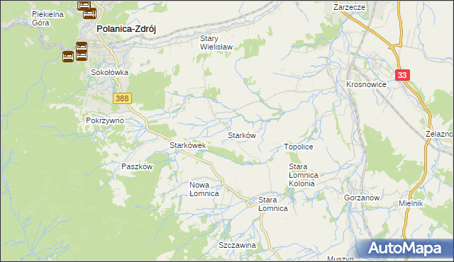 mapa Starków gmina Kłodzko, Starków gmina Kłodzko na mapie Targeo